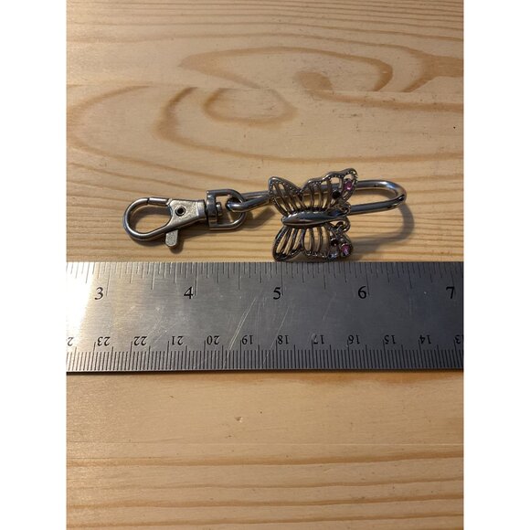 Metal Butterfly Purse Keychain With Rhinestone Accents & Lobster Clasp - Picture 5 of 5